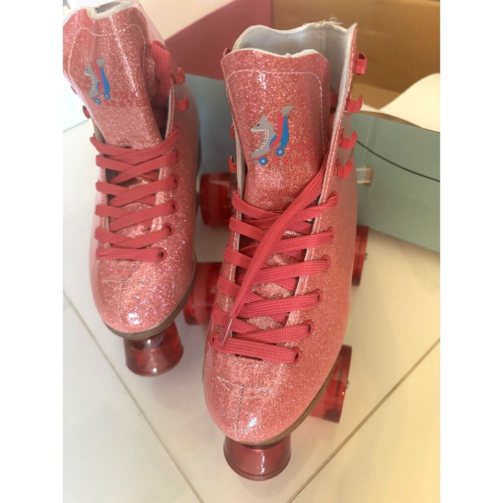 Foxy Skates Dazzling Pink Glitter Roller Skates Size 5 NEW